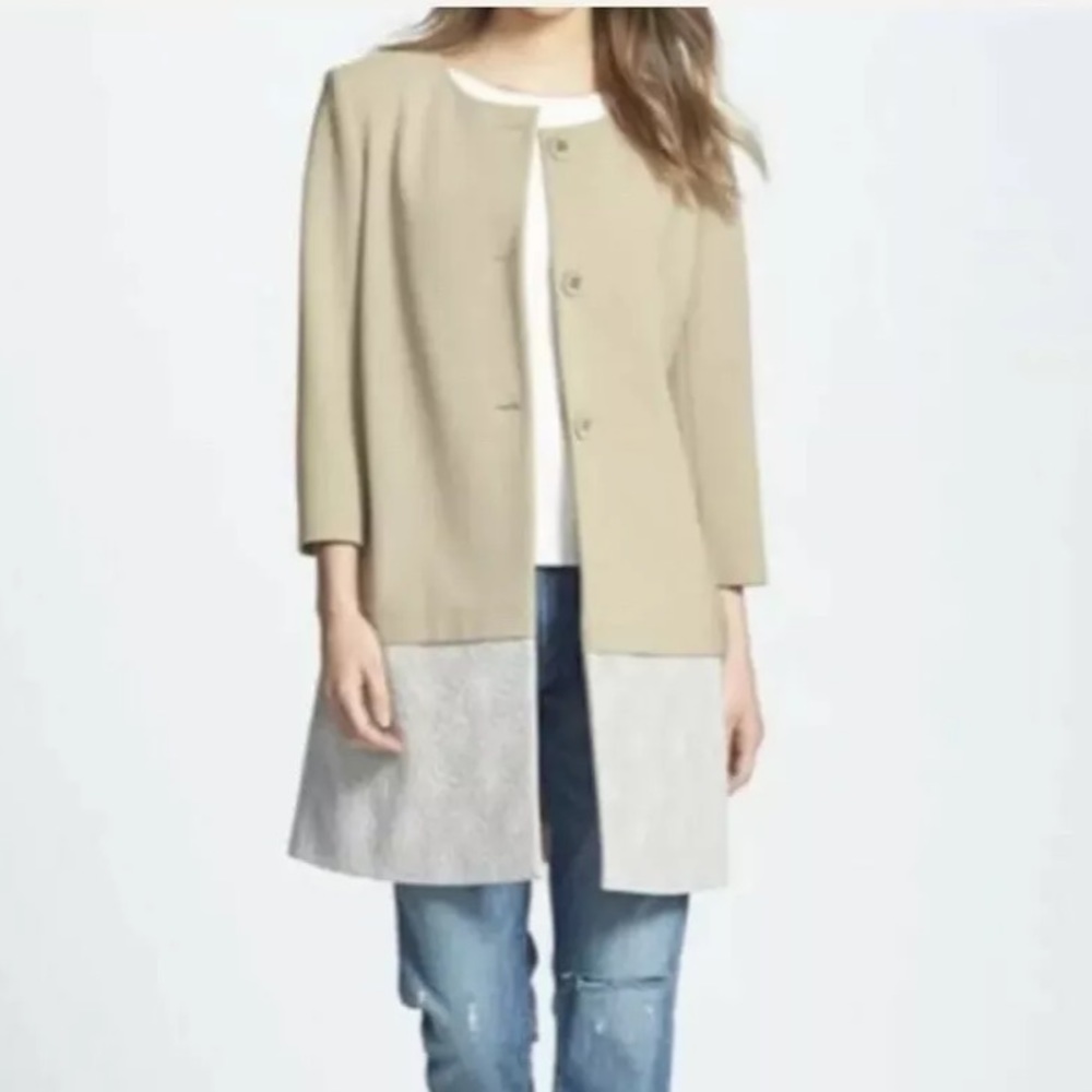 Chelsea28 Women’s Tan With White Lace Trench Coat